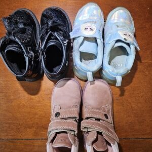 Black, Blue, and Pink Kids Shoes Set